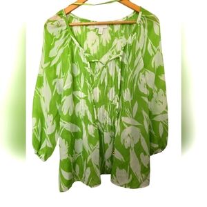 Charter Club Green Floral Women's Top Size XL